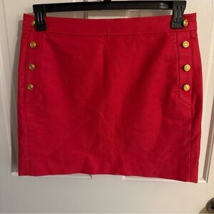 J Crew Classic Red Button-Accent Women’s Skirt